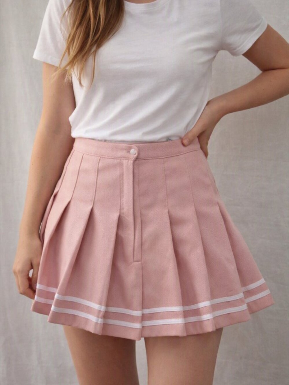 H&M Divided Pleated Skirt – Pink/White – Size US 10